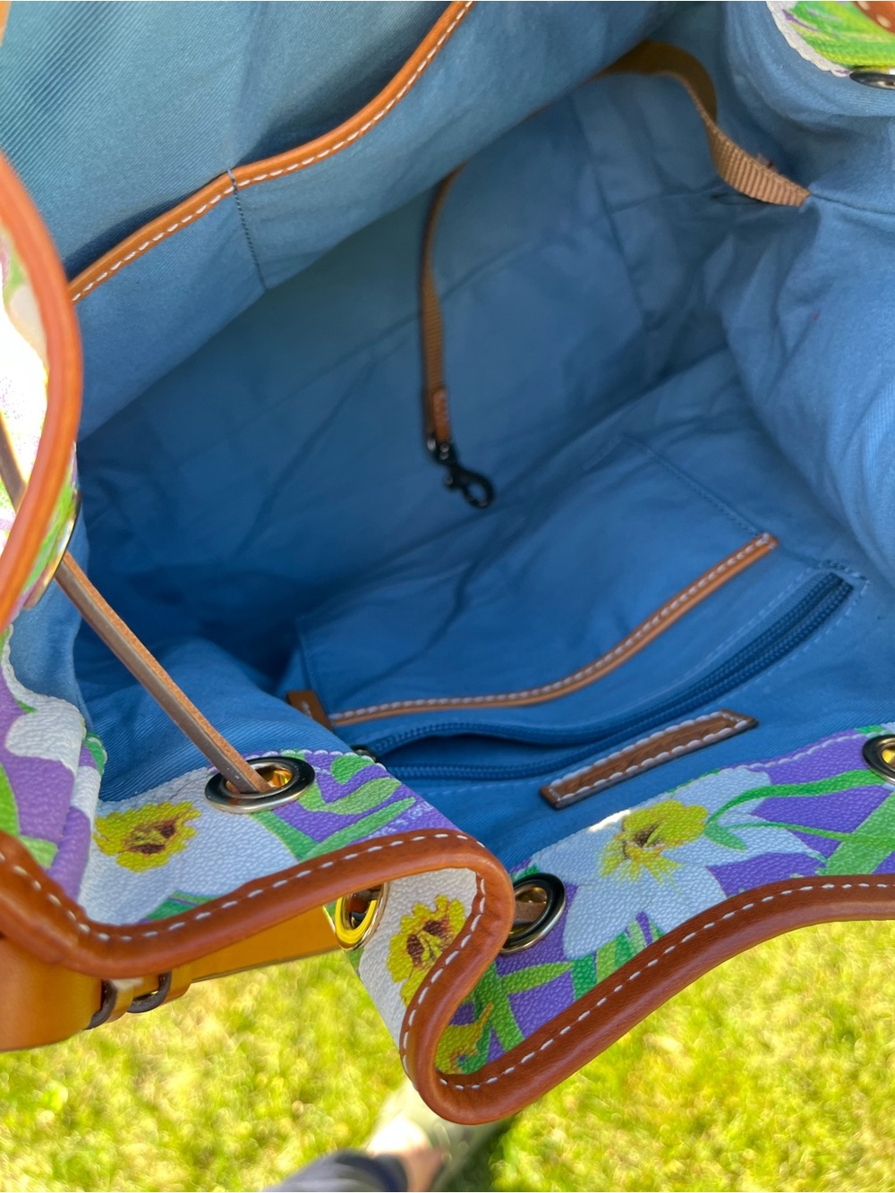 Dooney & Bourke Purple Daffodil Drawstring Bucket Bag - Picture 8 of 15